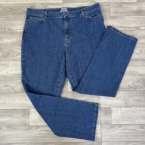 LL Bean Classic Fit High Rise Straight Leg Medium Wash Jeans sz 18W